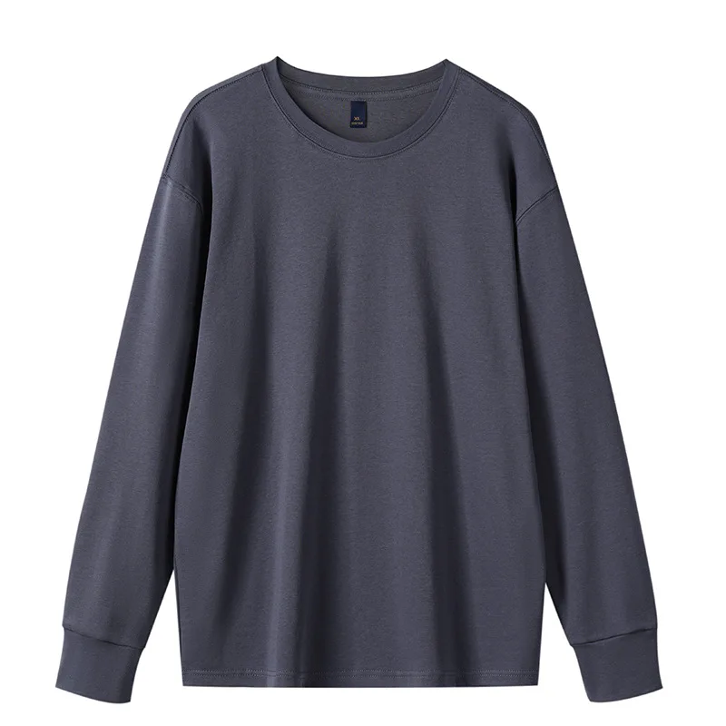 Frühling Herbst Mode Herren Einfarbige Lässige Trendige Schlichte Basic Lockere Alltags-O-Ausschnitt Langarm T-Shirts Herren Sweatshirts Oberteil