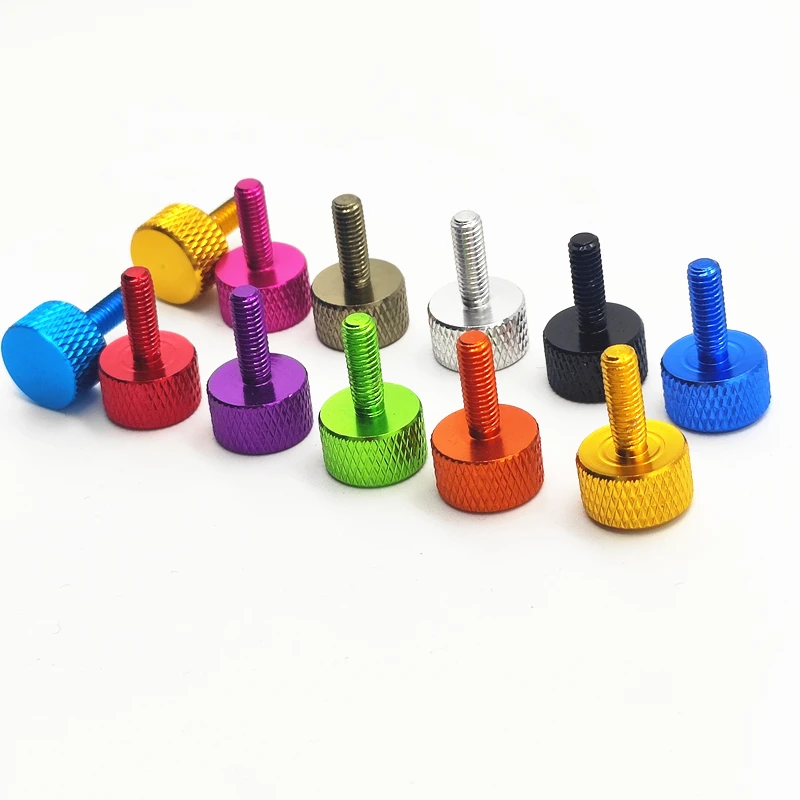 5pcs M3 M4*6/8/10/12/16 Aluminum Alloy Knurled Thumb Screw Hand Tighten Screws Bolts Anodized 11 Colors
