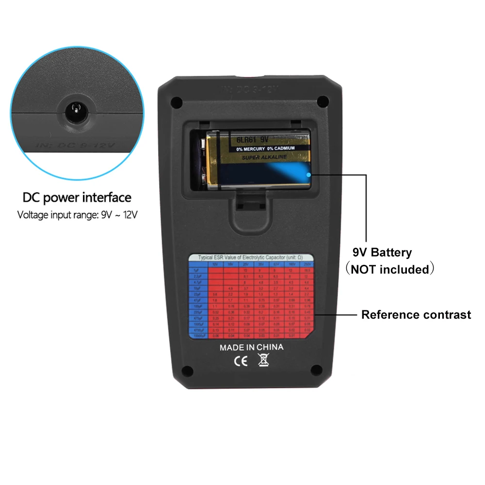 ESR02 Pro Transistor Tester Multifunctional Digital Resistor Capacitance Inductance MOSFET NPN PNP MOS Detector with Test Clip