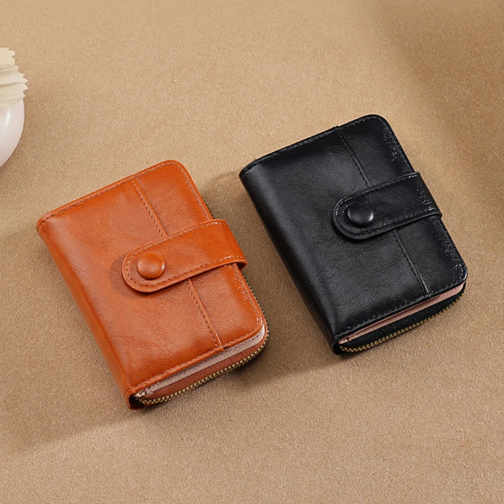 Short Wallet Woman Compact Pu Leather Fashion Solid Color litchi Pattern Multi-card Zipper Coin Purse Young Bank Card Storage