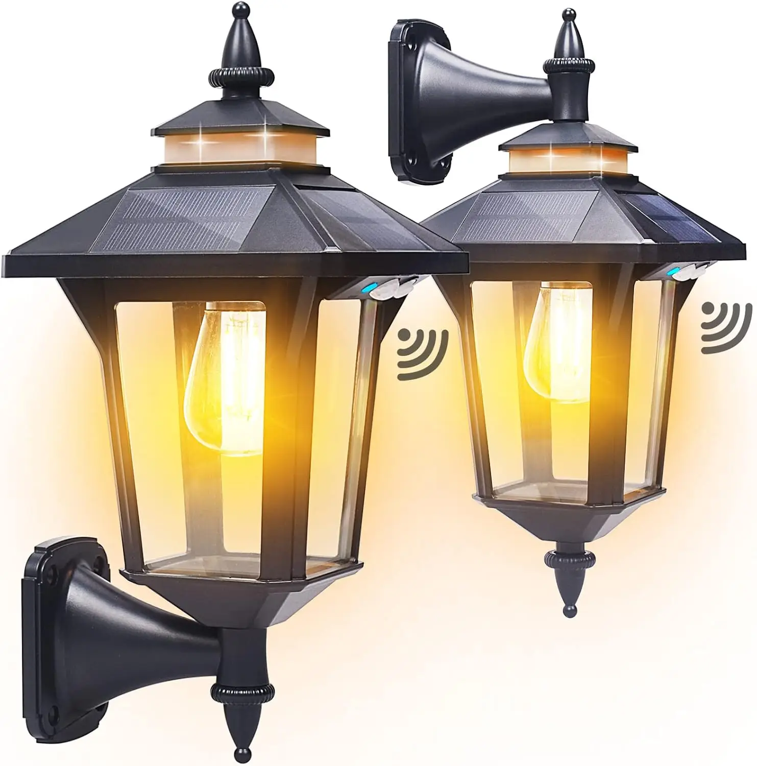 

Solar Wall Lights Outdoor, 3 Modes & Motion Sensor, Waterproof Porch Light for Patio, Garage, Garden - 2 Pack