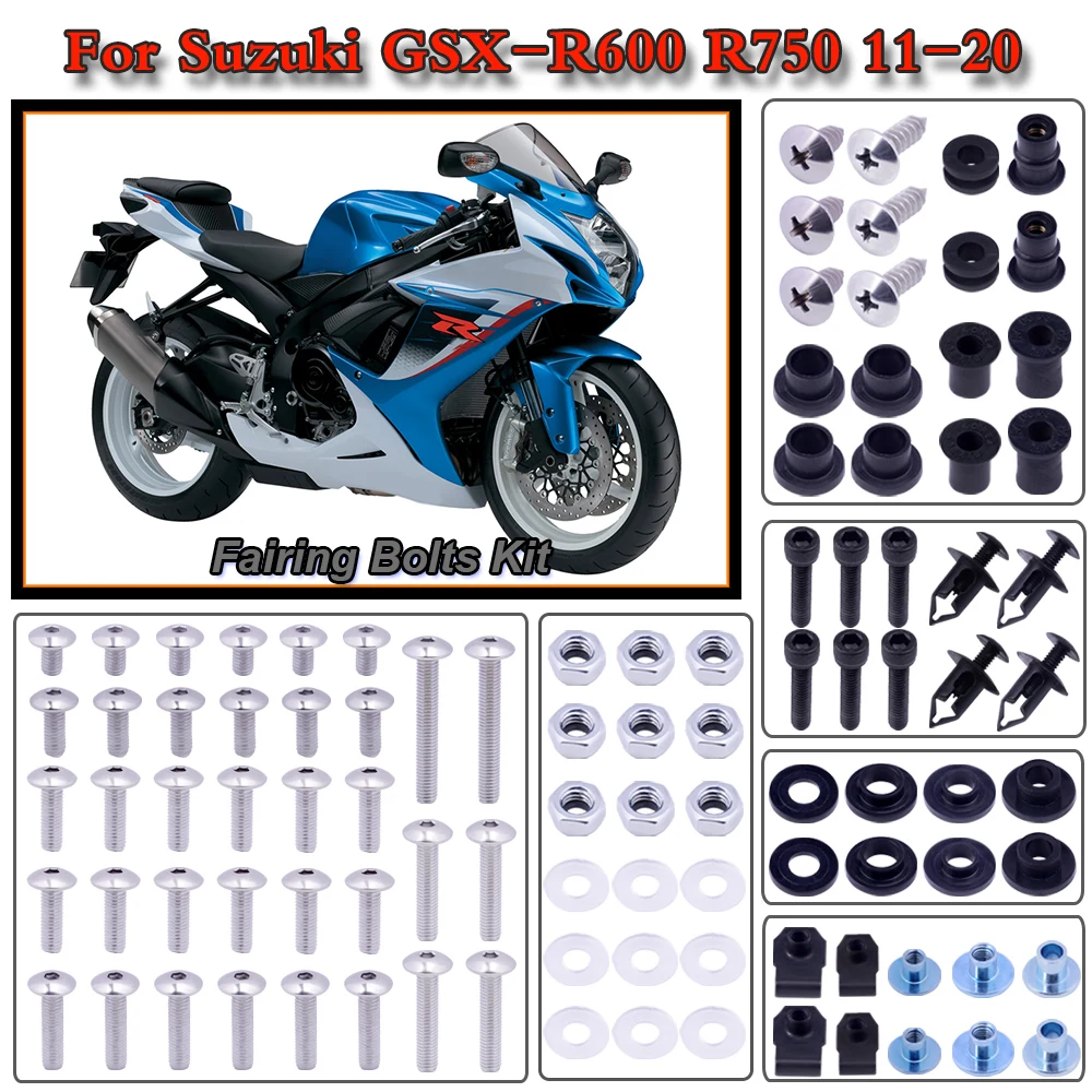 For Suzuki GSX-R600 GSXR750 2011-2020 2019 2018 2017 2016 Motorcycle Stainless Complete Bodywork Fairing Bolt Kit Screws Clip