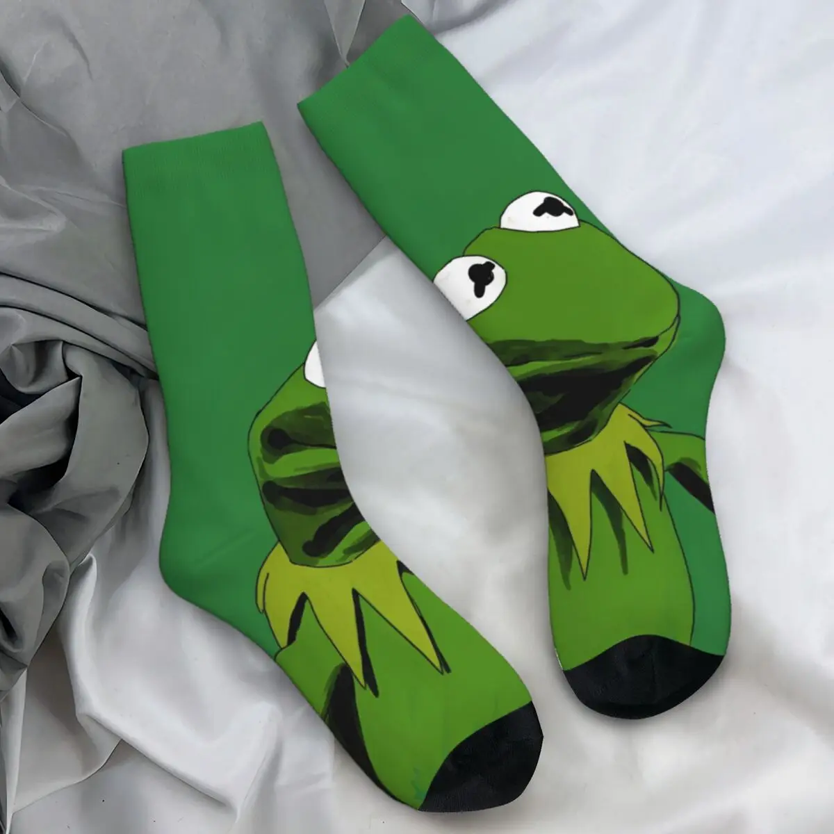 The Muppets Show Kermit The Frog Socks Funny Stockings Men's Soft Cycling Socks Autumn Design Anti Sweat Socks