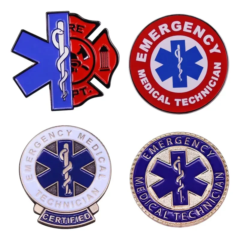 Various Emergency Medical Technician Blue Star of Life Brooch Medical Organization Metal Lapel Pin Give Doctor Nurse Gifts