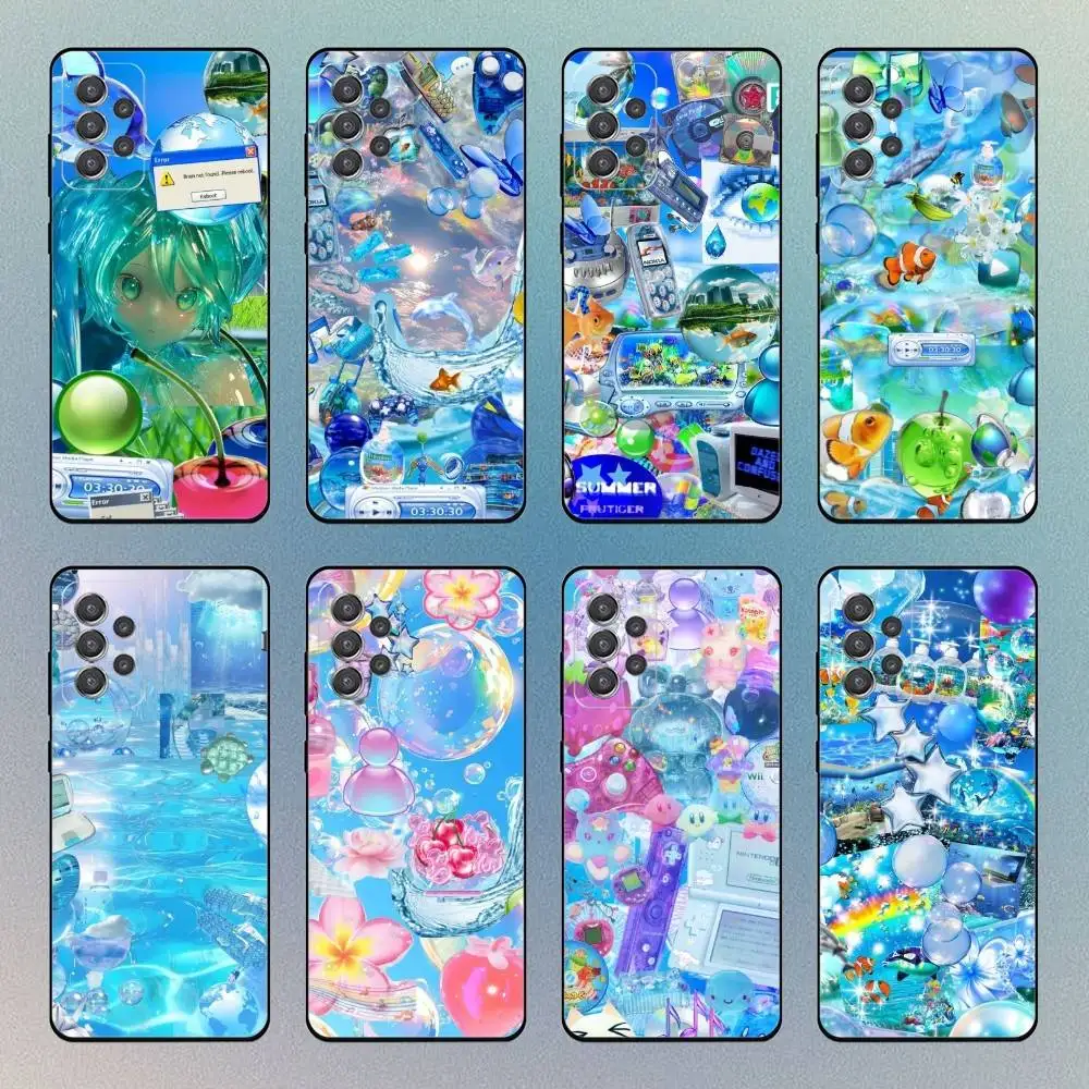 Funda colorida para teléfono Frutiger Aero para Samsung S25,S24,S21,S22,S23,S30,Ultra,S20,Plus,Fe,Lite,Note,10,9,5G, funda negra