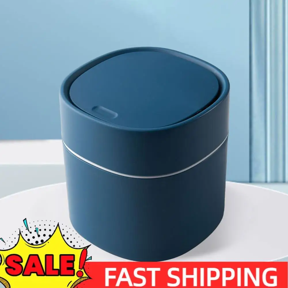 

Mini Trash Can with Lid Plastic Desktop Trash Bin Nordic Style Sundries Barrel Box Removable Lid for Office Desk Bathroom Vanity