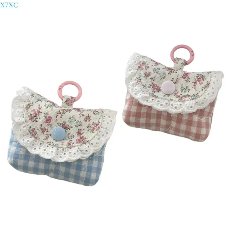 

X7XC Lace Coin Purse Small Change Purse Coin Bag Headphone Storage Bag Earphone Case Floral Print Wallets for Girl