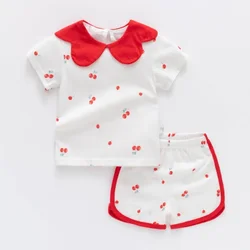 2PC Baby Set Short Cotton Sleeve Tops+shorts Newborn Girl Tshirt Pants Infant Clothes Summer Kids Boys Girls Suit