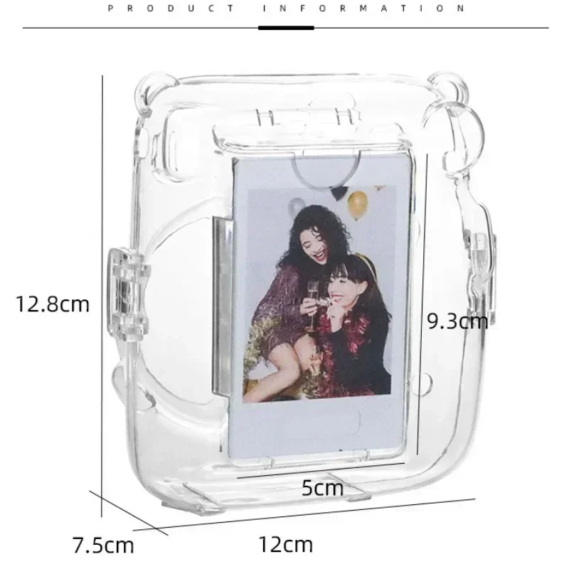 3 in 1 Crystal Camera Cover Photo Bag Storage Case Protective Shell with Shoulder Strap Sticker for Fujifilm Instax Mini 11