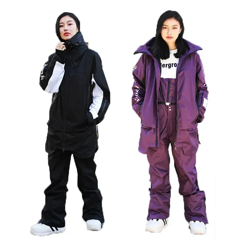 2025Новые спортивные костюмы для сноуборда на открытом воздухе, водонепроницаемая куртка, мужские лыжные комплекты большого размера, зимние женские зимние костюмы, комбинезон, одежда