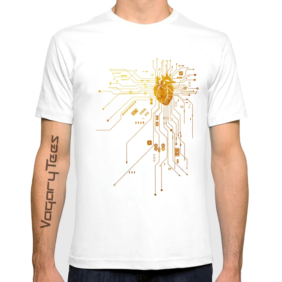 Camiseta de CPU de ordenador con soporte de corazón y soporte de vida para hombre, camiseta de manga corta de verano GEEK Nerd Freak Hacker PC Gamer