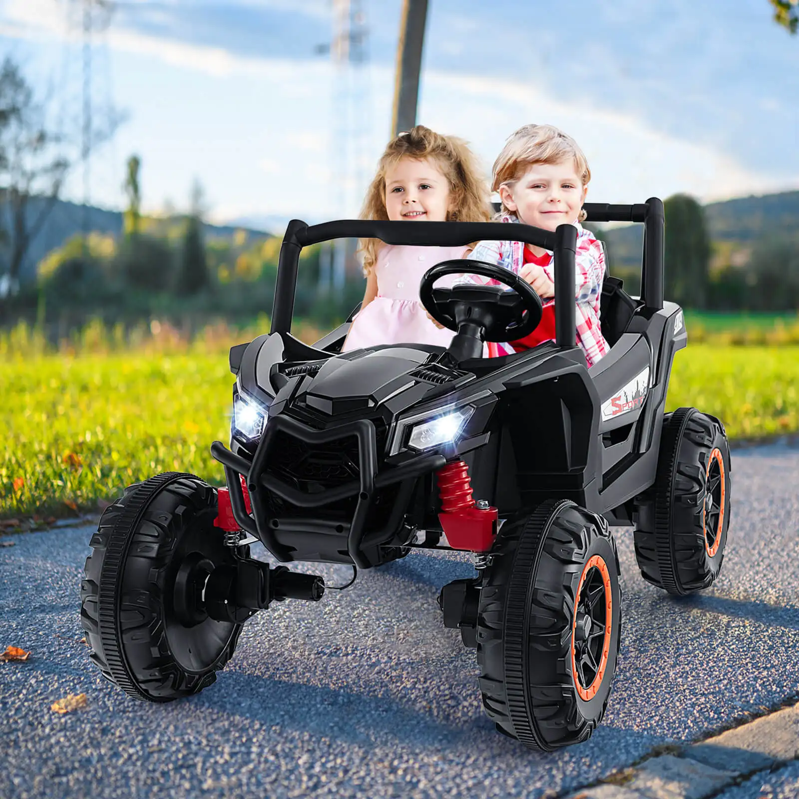 UTV pour enfants avec moteur injuste, télécommande, haute et basse vitesse, 24V, 4x100W