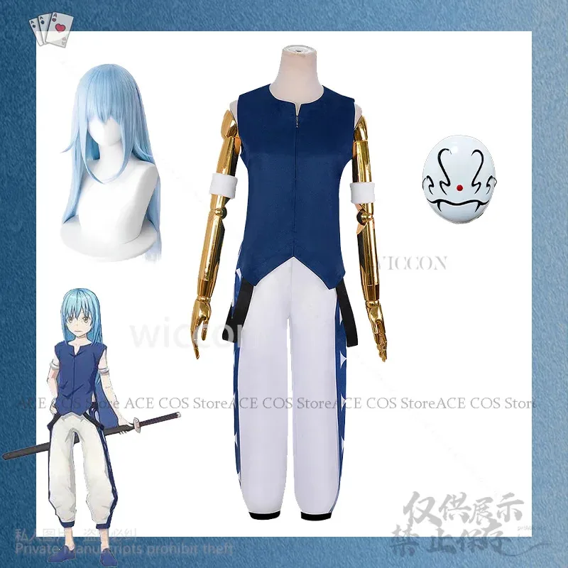 

Аниме Rimuru Tempest Time I Got Reincarnated Slime Косплей Темно-синий Жилет Брюки Парики Маска Для Мужчин Женщин Хэллоуин v;6,a'3.k;8,