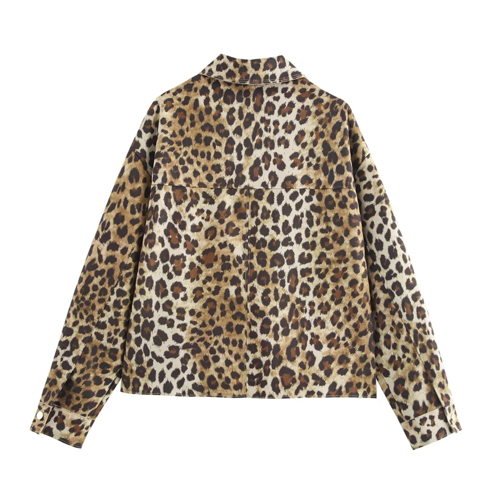 Kar&Otza 2024 Women\'s Autumn New Product Fashion Leopard print Suede Texture Effect Jacket Long Sleeve Coat