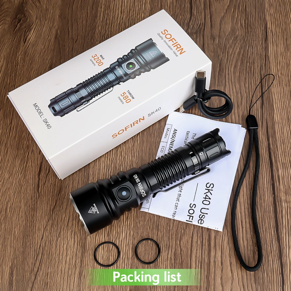 SOFIRN SK40 3200lm Taktische Taschenlampe 580m Leistungsstarke Helle SFT70 LED IP68 Wasserdichte Taschenlampe mit Doppelschalter NEU – Detail 17