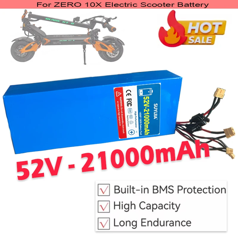 Original 18650-14S Batteries for ZERO Electric Scooter 52V 18.2ah/23ah 21Ah Dual Motor Battery 1500W with 30A BMS