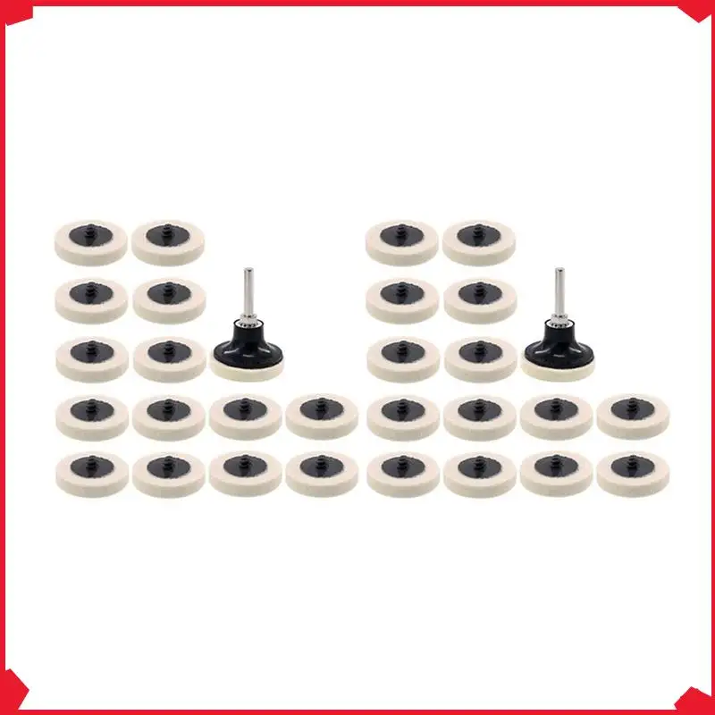 

B17B 32Pcs 2 Inch Fabric Disc Polishing Buffing Pads Wheels Disc Holder With 1/4 Inch Shank For Cleaning Polishing Sanding