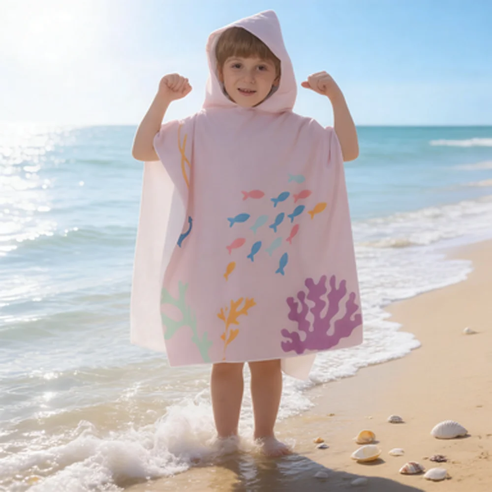 Cartoon Baby Bath Towel Microfiber Hooded Beach Towel Newborn Cape Towels Soft Poncho Kids Bathing Stuff Infant Washcloth