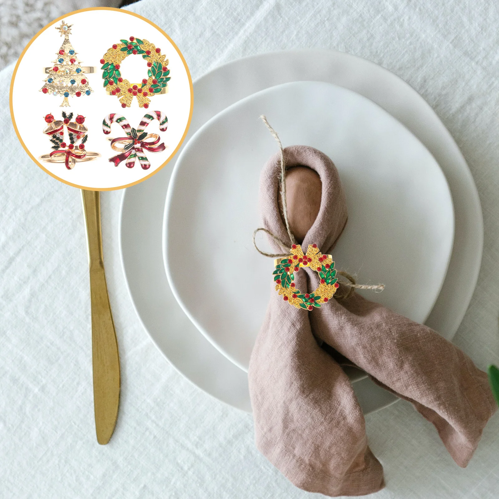 

4Pcs Practical Christmas Napkin Rings Unique Xmas Party Napkin Clips Festive Dining Table Decorations Dining Table Ornaments