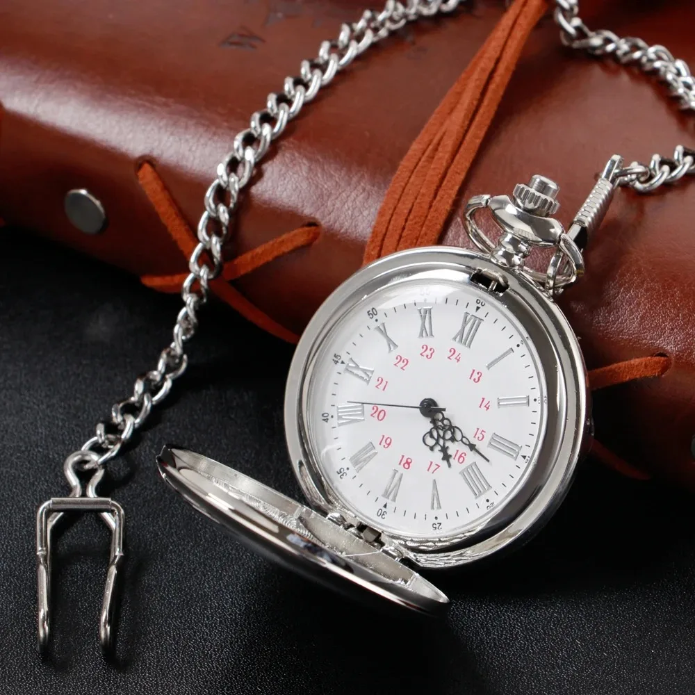Vintage Smooth Quartz Pocket Watch Necklace Steampunk Men's Women Exquisite Pendant Clock Chain Reloj De Bolsillo