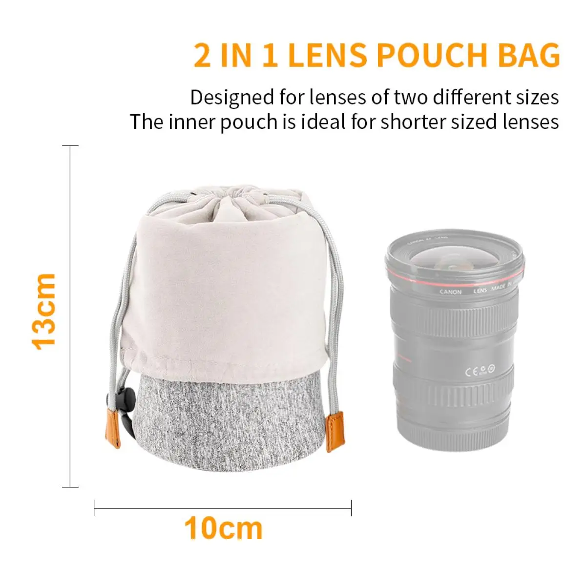 K&F kf Concept Camera Lens Bag, Protective Lens Pouch Bag 2L, 2-in-1 Neoprene Lens Carry Case Compatible