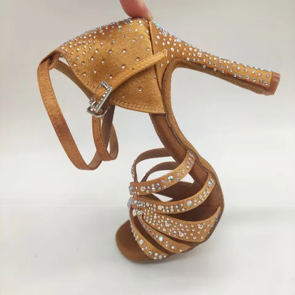 Evkoodance Vrouwen Dansschoenen Strass Latin Dansschoenen Meisje Praktijk 10Cm Latin Salsa Balllroom Aanpassen Feest Dansschoenen
