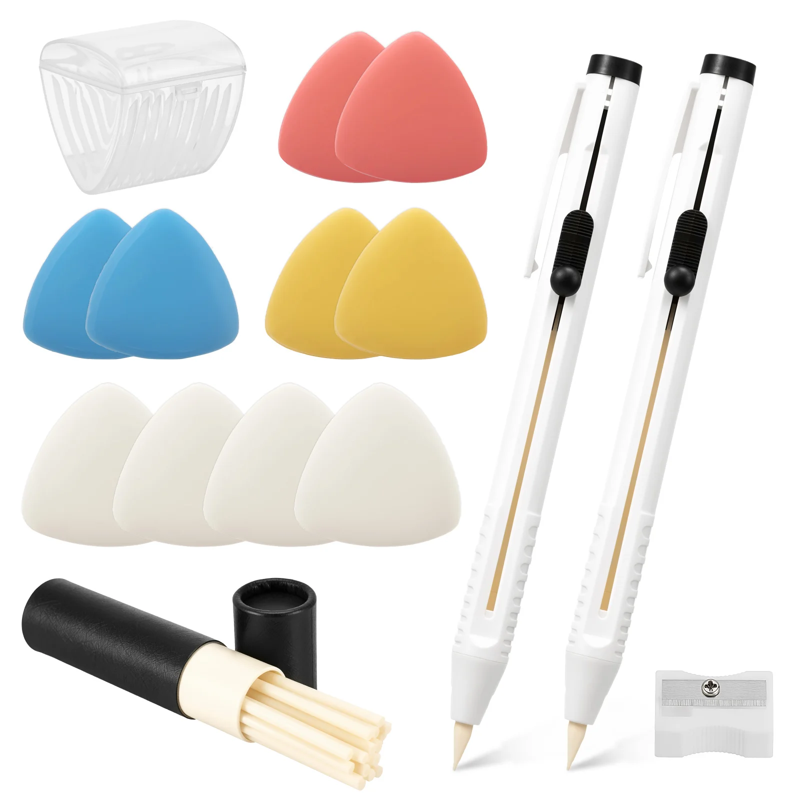 

38Pcs Sewing Chalk Pen and Refill Tailors Pencil with Sharpener Chalk Pencil Refillable Cartridge Set for Fabric Sewing Quilting