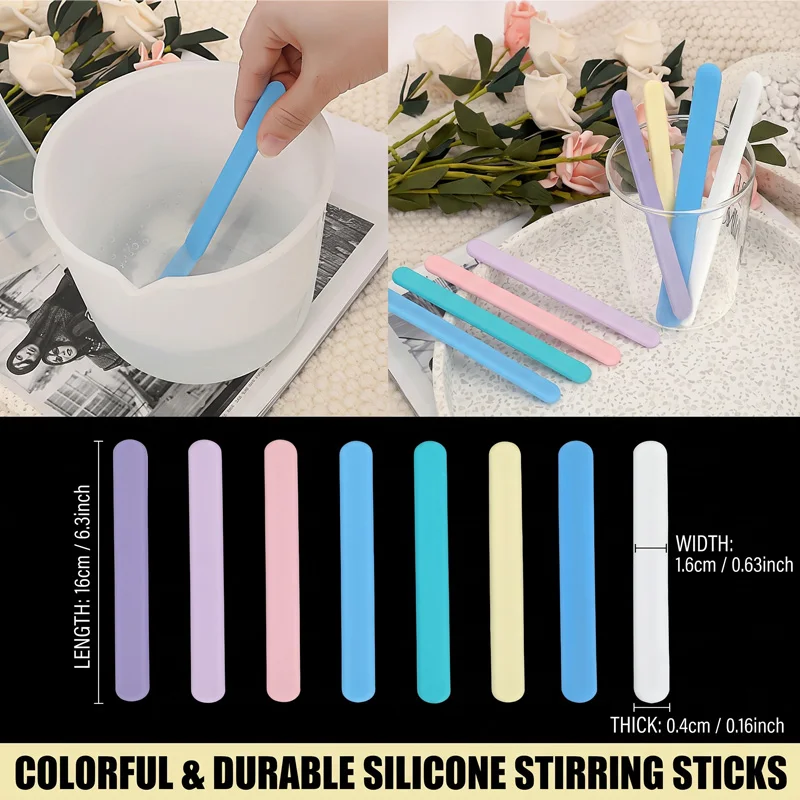 5PCS Silicone Stir Sticks Reusable Silicone Popsicle Sticks DIY Craft Garment Accessories for Mixing Resin Epoxy Liquid Paint