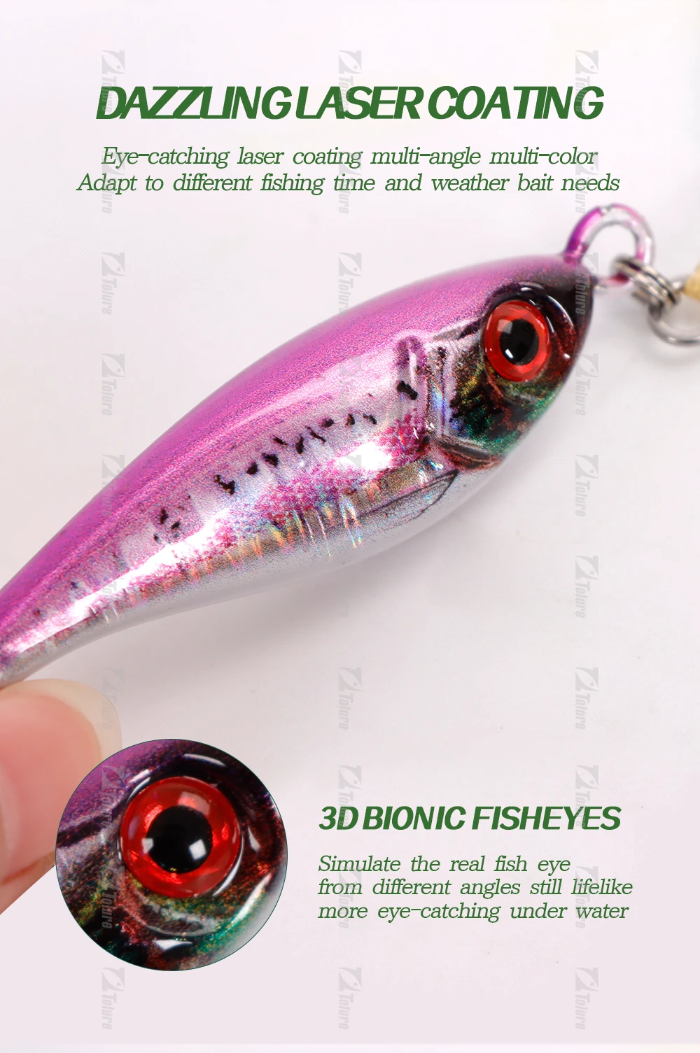 TOLU Neue 40g 60g 80g Schnell Sinkende Hartmetall Jigs Japan Laser Haut Thunfisch Angeln Jig locken Salzwasser Mit Spule Haken – Detail 5