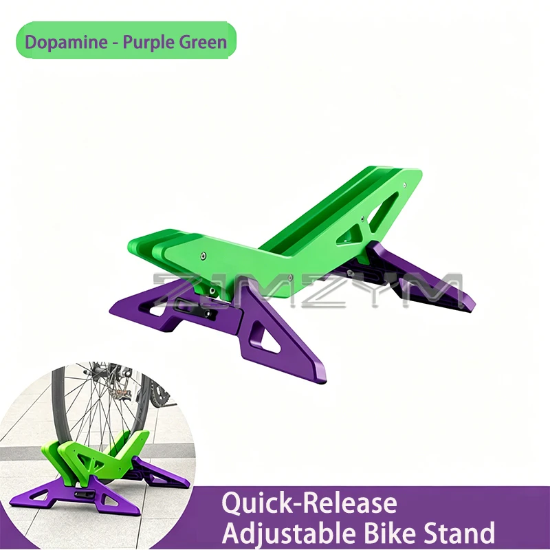 

Dopamine Purple Green Bike Stand Quick Release Adjustable Bicycle Parking Rack Portable Floor Stand for Indoor Outdoor Storage