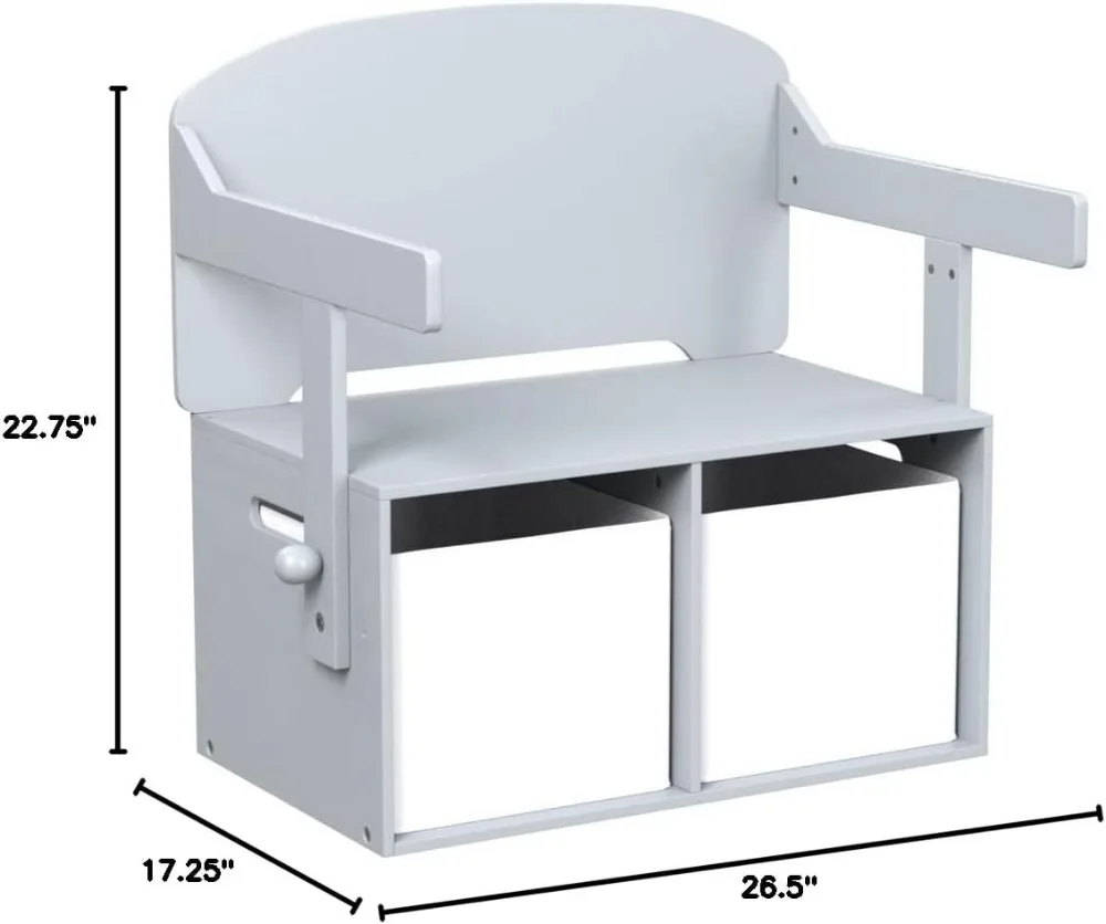 Kids Convertible Activity Bench - Greygold Certified, Multi-Functional Storage Desk for Ages 3+