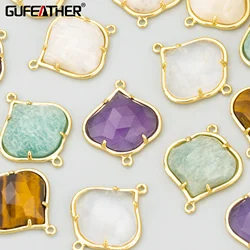 GUFEATHER MF75,jewelry accessories,18k gold plated,copper,natural stone,hand made,charms,diy pendants,jewelry making,4pcs/lot