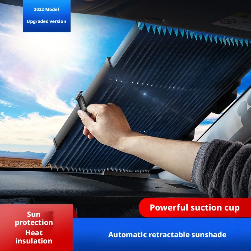 

Car Retractable Windshield Sunshade with Suction Cups Folding Front Rear Window Sun Shade Summer UV Blocking Sun Protective