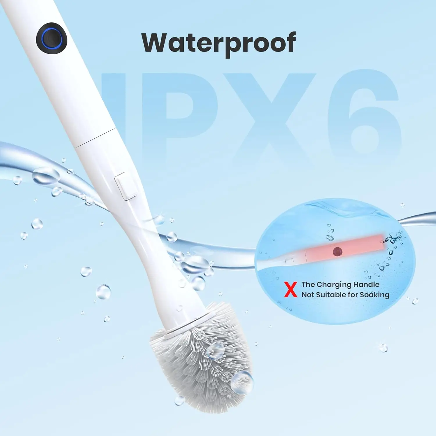 Electric Toilet Brush with Holder, Auto-Clamp Scrubber, 3 Heads & Gap Brush, Compact RV Bathroom Cleaner