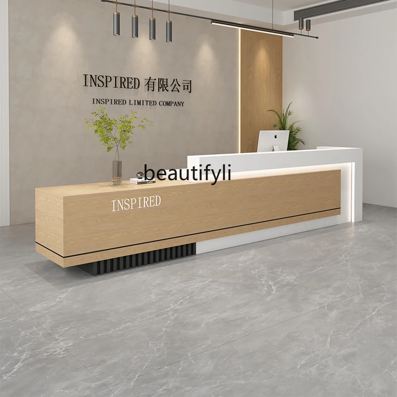 Company Front Desk Wood Color Counter Simple Modern Beauty Salon Yoga Studio Dental Clinic Bar Counter Cashier