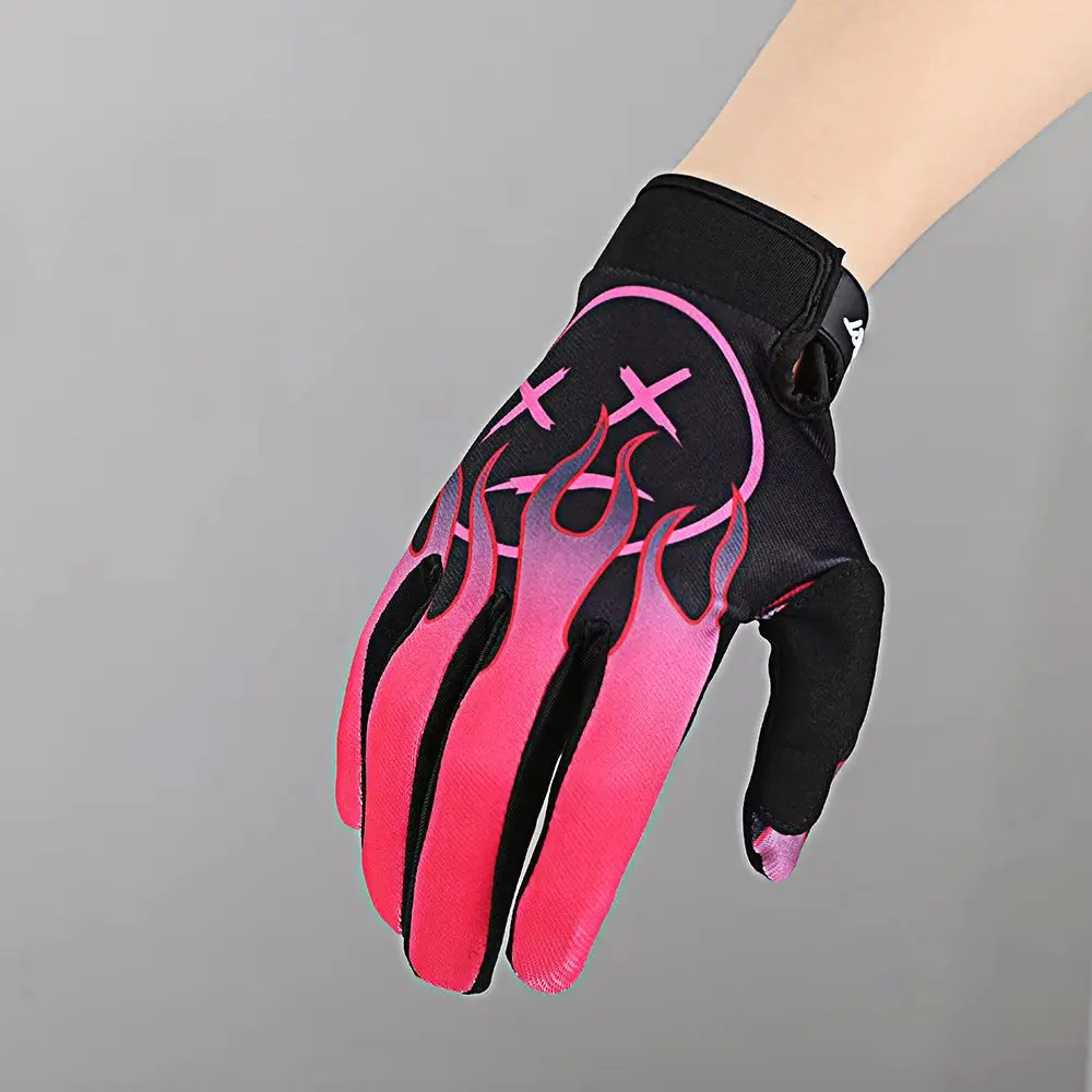 

24new fistplast Personality Pink Flame women Wheel Glitz Riding dirt bike long finger touch screen gloves