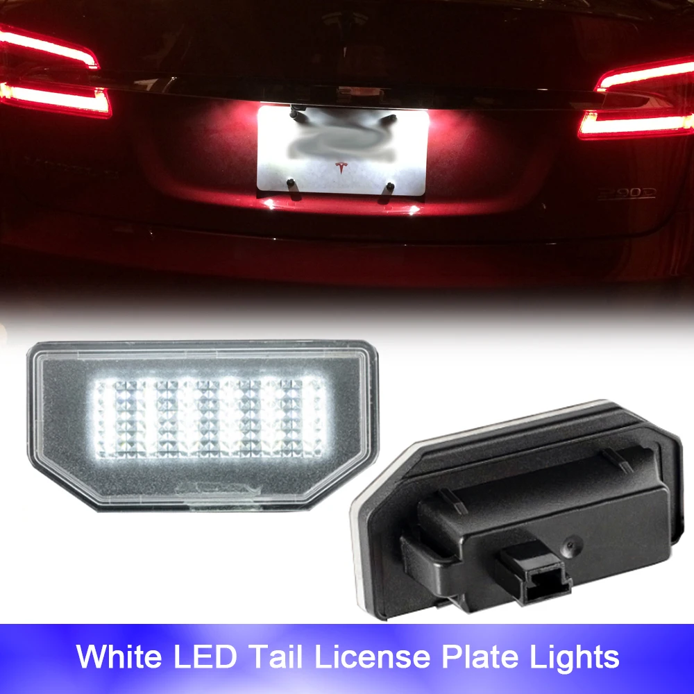 

2x White LED Tail License Number Plate Parking Signal Light No Error For Tesla Model 3 2017-2022 Tesla Model Y 2020-2022 6000K