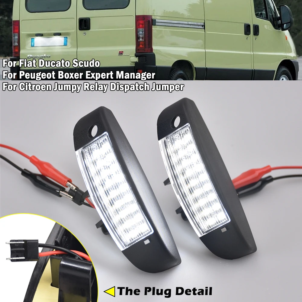 2PCS Rear Led License Number Plate Light Lamp For 2000 2001 2002 2003-2006 Fiat Ducato Peugeot Expert Boxer Citroen Jumpy canbus