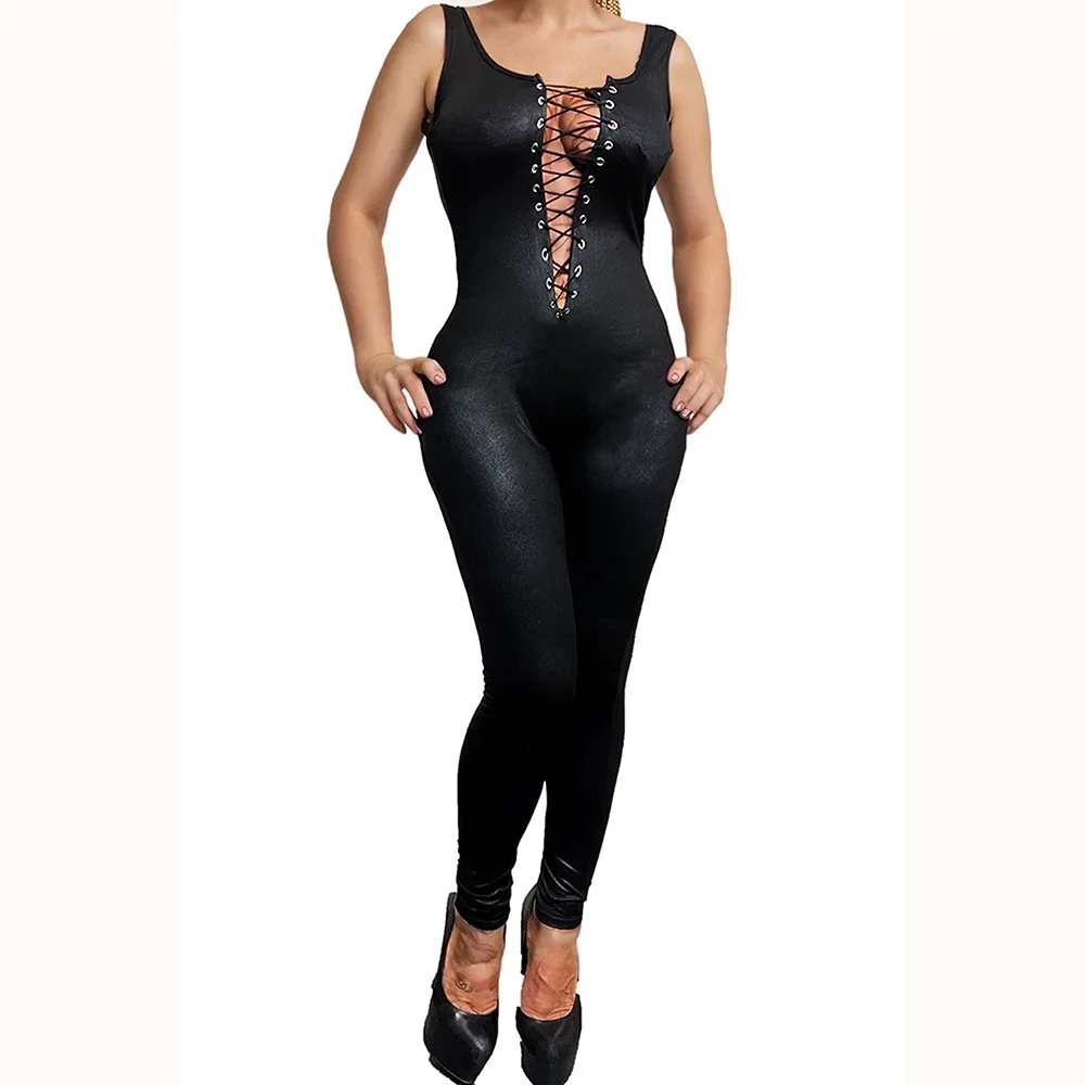

Сексуальное кожаное нижнее белье с открытой промежностью для женщин, эротическое боди с вырезами, порно, обнажающее грудь, латексный комбинезон, сексуальный глянцевый