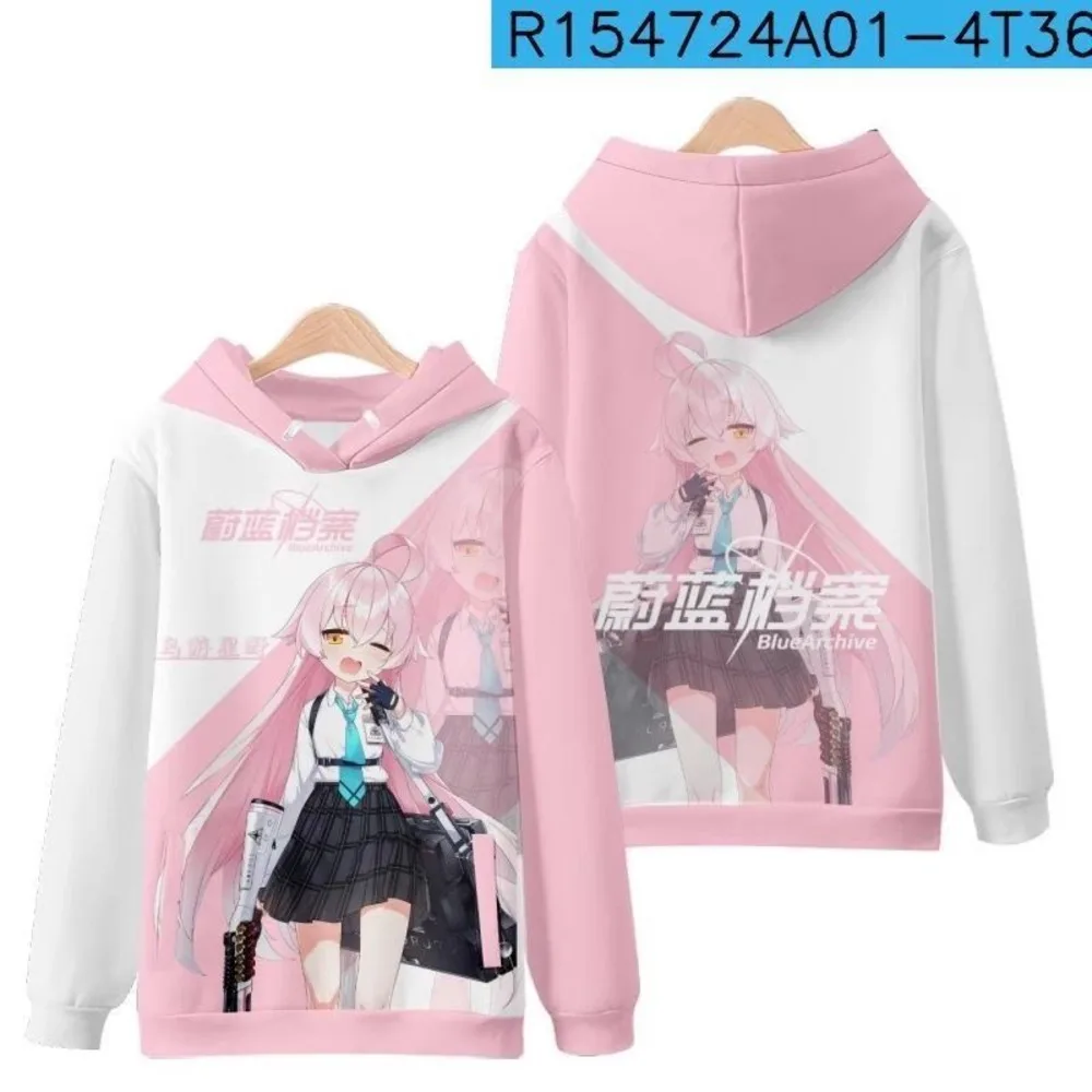 Anime Blue Archive Shirasu Azusa Casual Print Loose Hoodies Spring Long Sleeve Hooded Sweatshirt Gifts Girls