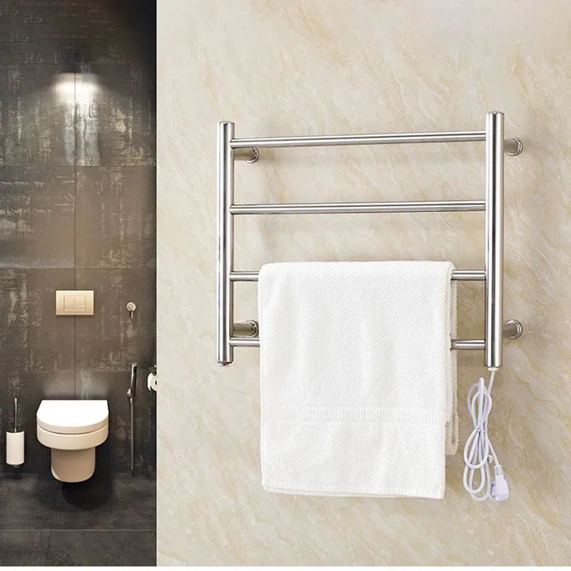 

NEW NEW IP56 Electric Wall Mounted Towel Warmer Rail Heated Rack 304 stainless steel Fashion Square towel warmer for NEW