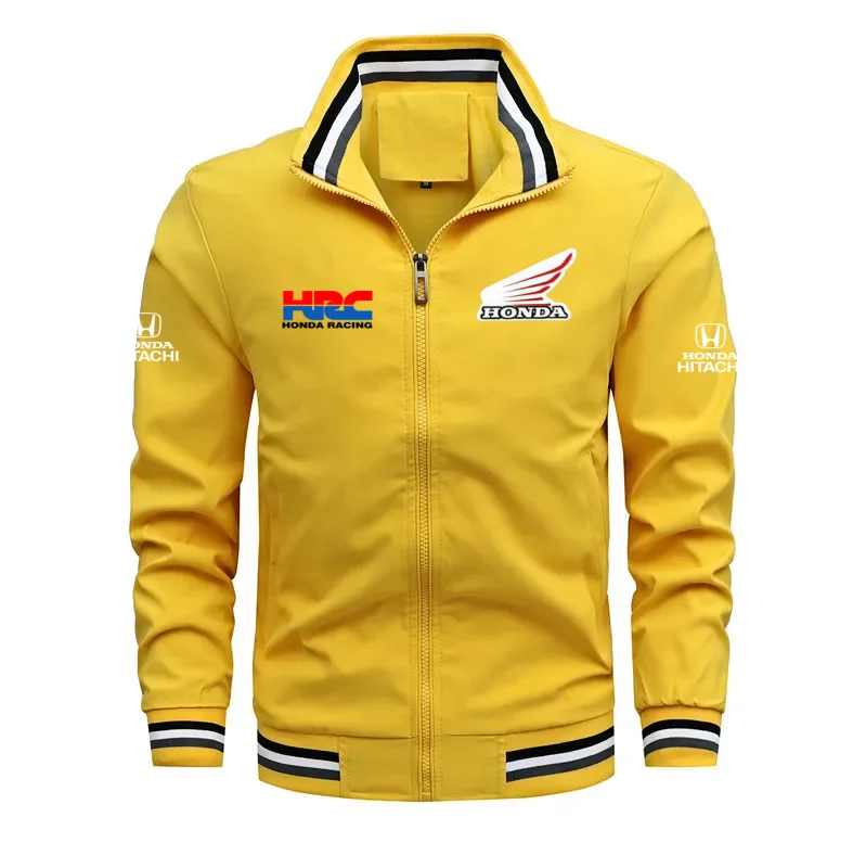 HRC Honda Racing Motorcycle Jacket Men Stand Collar Zip Up