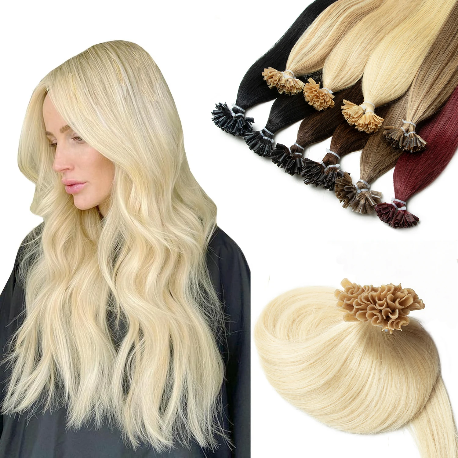 

50Strands U Tip Hair Extensions Human Hair Pre Bonded Keratin Fushion 100% Real Remy Hair Silky Straight 16-22inches 50g