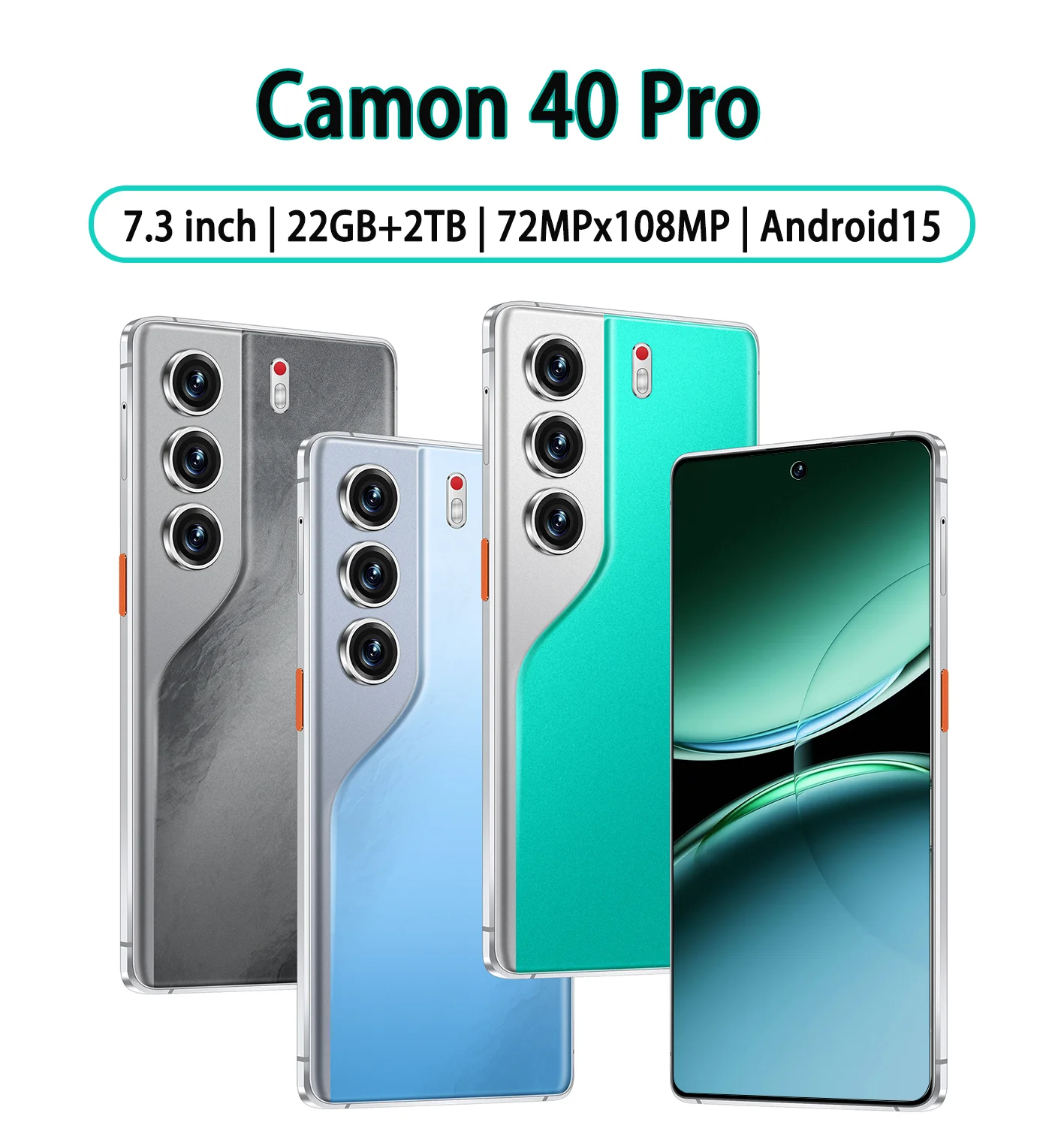 

New The phone case is used for Camon 40 Pro Global Edition 7.3HD Original Smart 7800mAh Battery 16GB 1TB Dual Card 108MP x72MP