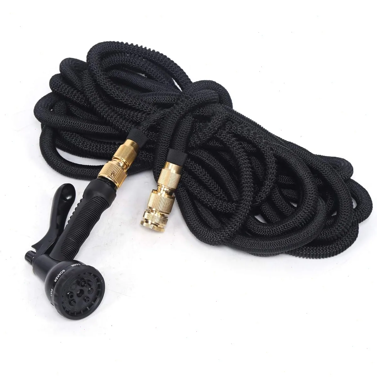 Tuyau d'arrosage flexible extensible 30m, en tissu polyester TPE léger et durable, conception anti-torsion et anti-pli pour l'arrosage des pelouses et des plantes