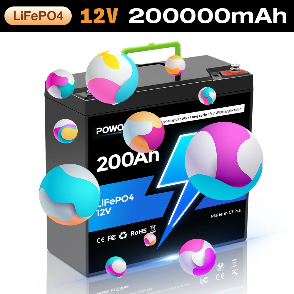 

LiFePO4 Battery 12V 200Ah Built-in Protection BMS,8000+ Cycles, Fit for Solar Energy Systems, RV/Camper Vans, Marine Boats️