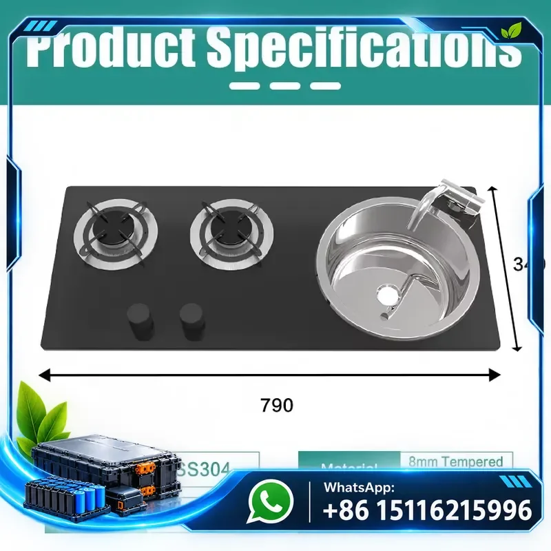 RV double stove gas stove sink combination integrated cooking washing station waterproof and waterproof function, suitable