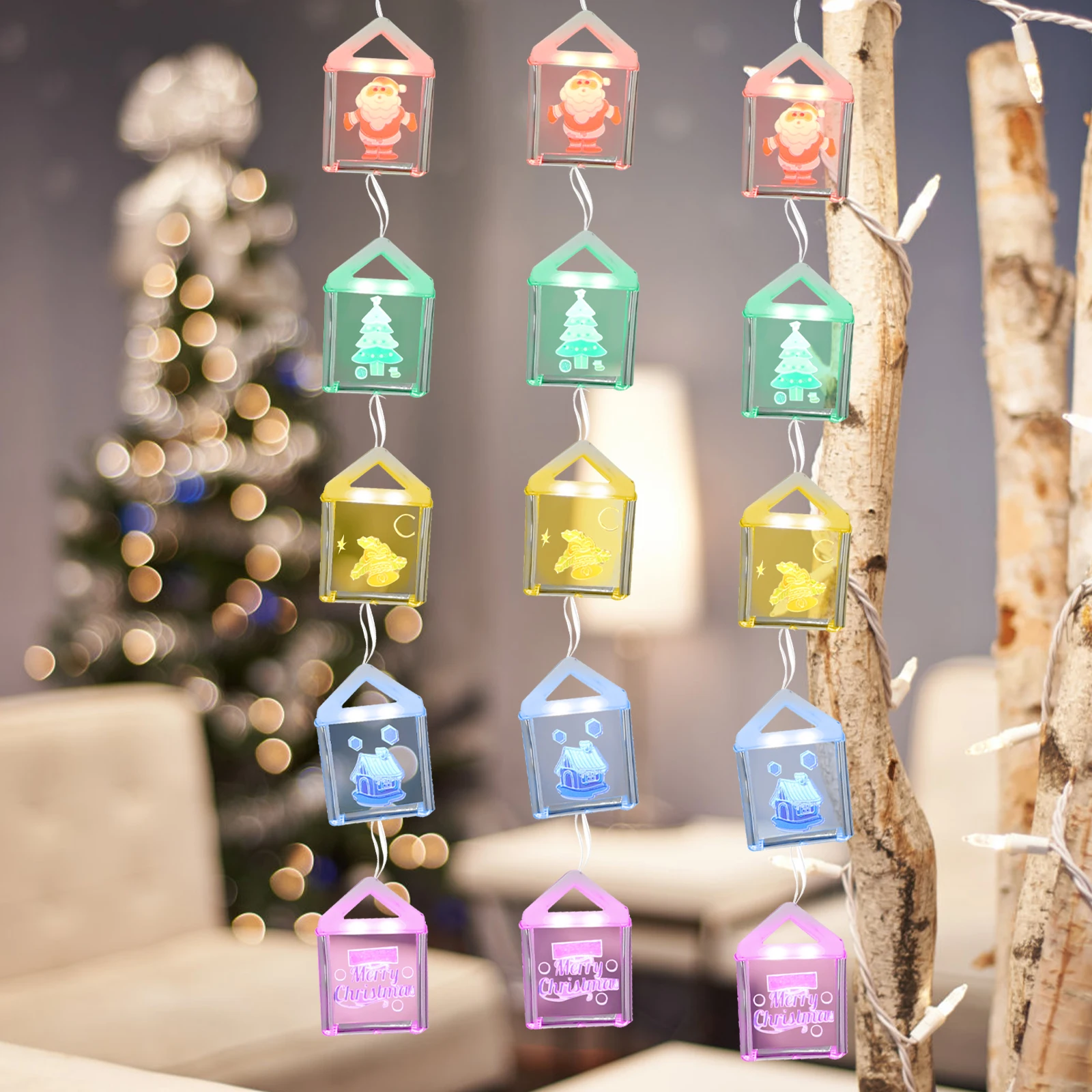 

Christmas Lights Scene Decoration Snowman Cartoon LED Pendant Window Hanging Acrylic Electric Holiday Store