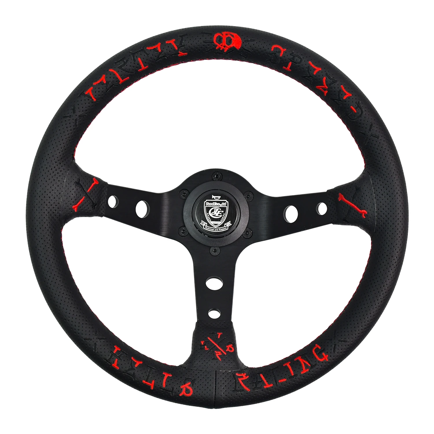 

Universal VERTEX Green Leather 13inch 330 Deep Dish Racing Sports Sim Steering Wheel