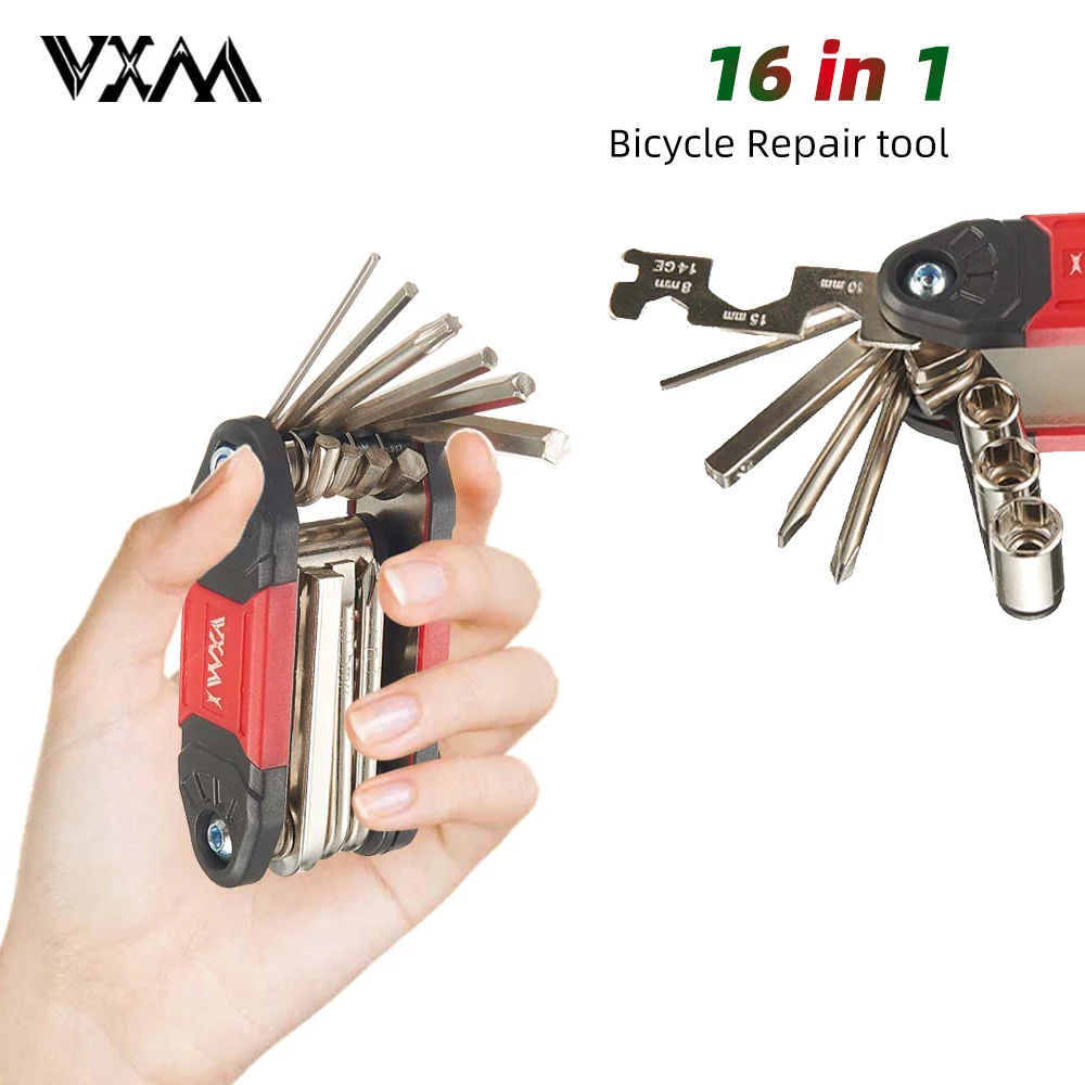 

16 in 1 Bicycle Repair Tool Kit Mountain Bike Wrench Screwdriver Chain Hex Spoke Multifunction Bicycle Repair Set Cycling Tool